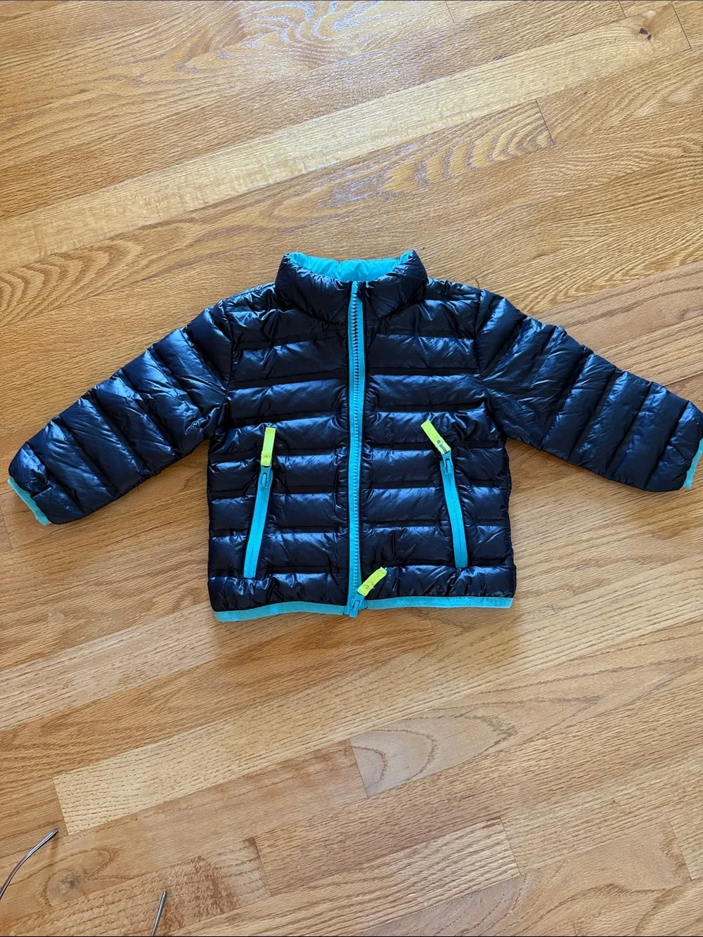 Toddler Baby Down Jacket Size 18 Months Black/Aqua